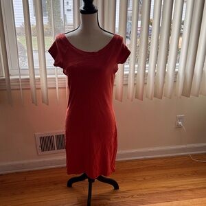 Andrea Jovine Red Midi Scoop Neck Dress